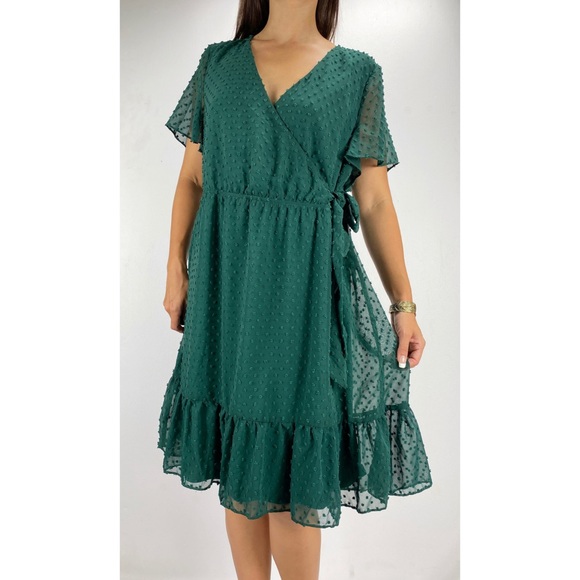 YOU + ALL Green Polka Dot Dress Plus Size AU 18 - Picture 2 of 6